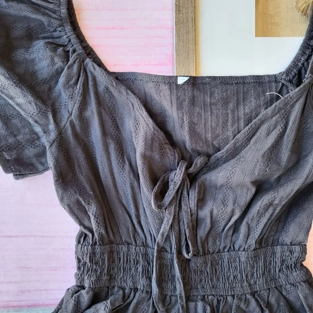 Princess Polly‎ Black A Love Song Layered Ruffle Cotton Romper Playsuit 2US